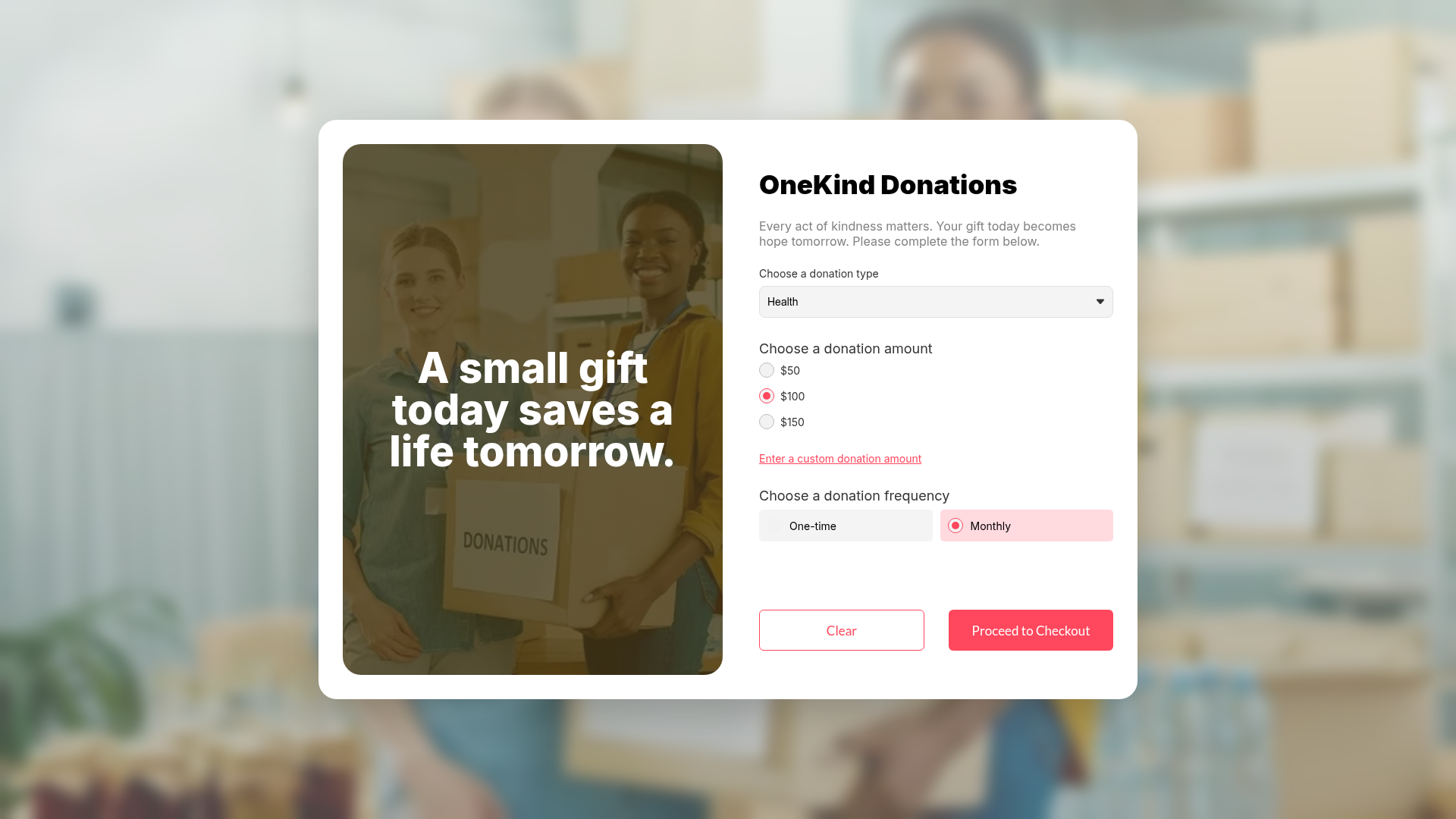 Donation app built by Maya